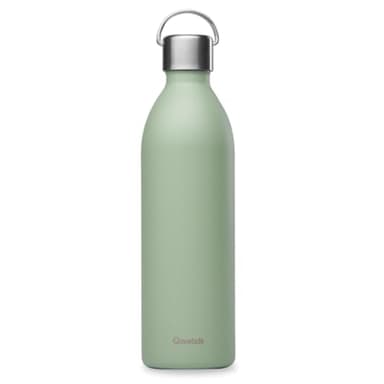 Qwetch - Bouteille Isotherme Active Vert Tilleul 1L - Gourde avec Anse Inox Recyclé - 24h Froid et 12h Chaud - Etanche & Compacte
