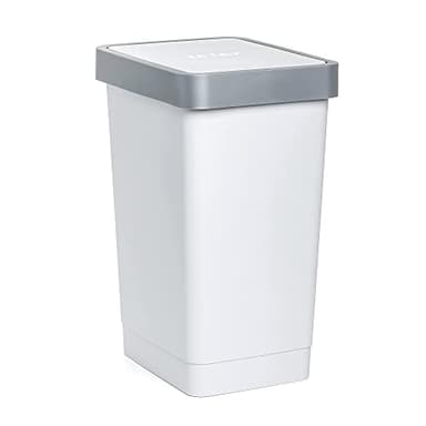 TATAY Poubelle Cuisine à Couvercle Basculant Smart 25L | Design Compact et Fonctionnel | Pour Intérieur et Extérieur | Compatible avec Sacs 30L | Plastique Résistant Sans BPA | 26x34x47cm, Blanc