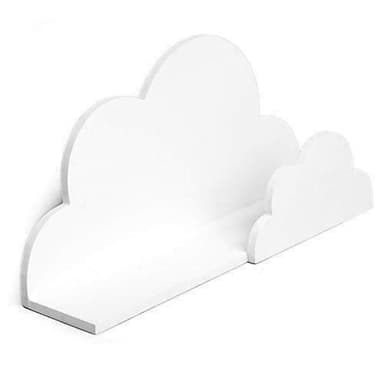 HomeZone Étagère murale en bois blanc pour enfants - Motif nuage flottant - 40 cm - Pour chambre à coucher, chambre d'enfant