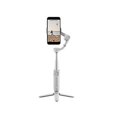 DJI OM 5 Stabilisateur nacelle pour smartphone , nacelle pour téléphone à 3 axes, barre d'extension intégrée, portable et pliable, nacelle pour Android et iPhone avec ShotGuides, Gris