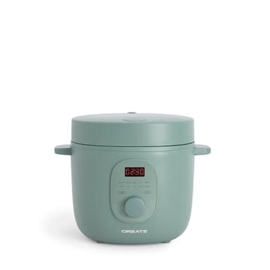 CREATE/RICE COOKER/Cuisseur à riz électrique 2L Vert sage/Programmable jusqu'à 24h, Prépare des plats à la vapeur, des ragoûts ou des soupes, Fonction maintien au chaud, 400W