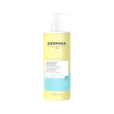 DERMINA Huile Lavante Relipidante - Nettoie en Douceur et Relipide, Nourrit, Protège - Gel Douche Visage et Corps pour Peaux Sensibles, Sèches Soulagement anti-démangeaisons 24H 400 ml (1*400ml) 1 PCS