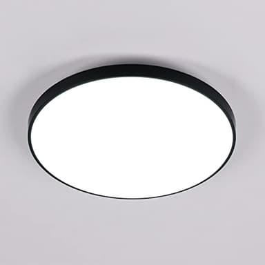 SENQIU Plafonnier LED Rond, 24W 6500K Blanc froid Moderne Plafonnier Led Noir IP54 Imperméable, 2700LM Lampe de Plafond Led pour Salle de Bain, Salon, Cuisine, Chambre, Couloir Ø 27cm