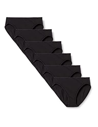 Amazon Essentials Culotte en Coton Taille Haute (Disponible en Grande Taille), Respirant Femme, Lot de 6, Noir, 44