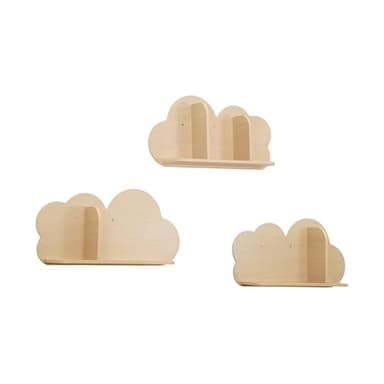 sweeek - Lot de 3 étagères murales Couleur Naturelle Nuage pour Chambre Enfant