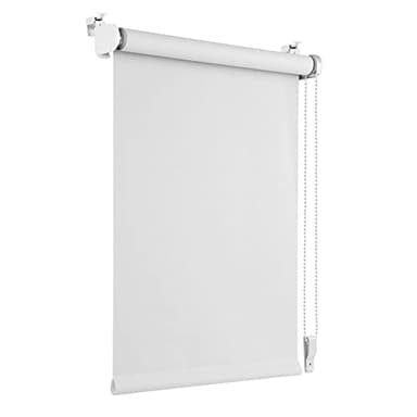 OBdeco Store enrouleur occultant thermique,85x130 cm,Blanc,Sans perçage,Avec revêtement de la même couleur,Certifié Öko-TEX Standard 100,Klemmfix,Pour fenêtre et porte