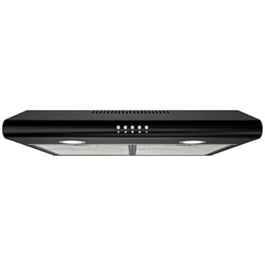 FIREGAS Hotte Aspirante 60cm,Hotte visière,3 Vitesses, Moteur sans balais, 250 m³/h,Eclairage LED,Filtre à charbon inclus- Evacuation et Recyclage,Hotte de Cuisine,Noir