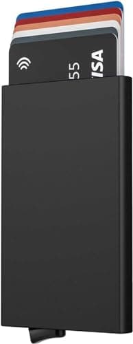 Stock Líder - Porte-Cartes en Aluminium RFID 5 Couleurs, Protection Anti-Métallique, Cadeau Original pour Homme - Noir