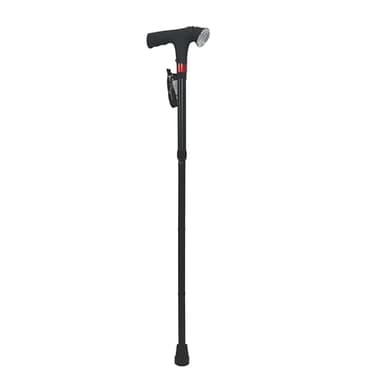 Identités, Canne de Sécurité Eclairante, Canne Pliable, Lampe LED Intégrée, Poignée Anatomique Antidérapante, Hauteur Réglable, Poids Max 110kg