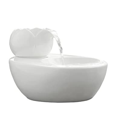 Fontaine pour chat en céramique - Distributeur d'eau pour animaux de compagnie - Trinkbrunnen vertical de lotus - Filtre de circulation automatique - Charbon actif - Eau décorative - Crème hydratante
