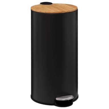 5five - poubelle couvercle bambou 30l "modern color" noir