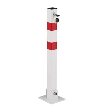 Relaxdays Poteau de Parking Rabattable, borne de stationnement en Acier, H : 65 cm, verrouillable, Blanc/Rouge