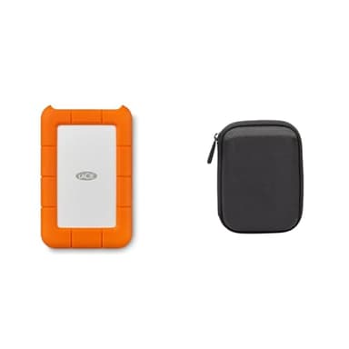 LaCie 4 TB Rugged Mini USB 3.0 Portable 2.5", Disque Dur Externe pour PC et Mac, Résistant aux Chocs, Chutes et à la Pression (LAC9000633) & Amazon Basics Étui pour Disque Dur Externe