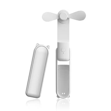WUSJCOF Mini Ventilateur Portatif, Silencieux et Compact, de Poche, Batterie 2500 mAh, Autonomie Maximale de 12 à 48 Heures, Écran LED, Rechargeable par USB, Pour Femme et Fille (Blanc)