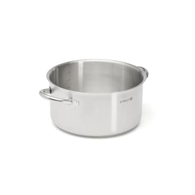 De Buyer - Faitout sans couvercle en inox PRIM'APPETY - 24 cm - Sans PFAS, Inox 18/10 de Qualité Professionnelle, Fond Magnétique Épais pour Cuisson Maîtrisée, Tous Feux + Four, Finition Poli Brossé