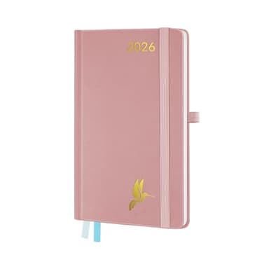 FEKSINO Agenda De poche 2026 Semainier A6 18 x 9,8 cm, D'Jan 2026 à Déc 2026-12 Mois Scolaire Professionnel 2026 Semainier avec, Couverture Rigide en Cuir PU,Rose