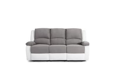 LOUNGITUDE - DETENTE - Canapé de relaxation - Manuel - 3 Places - En Simili/Microfibre - Gris/Blanc -L193cm