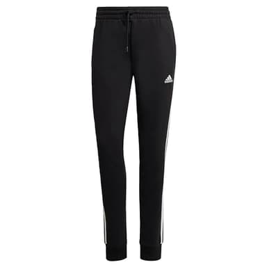 adidas Femme Essentials 3-Stripes French Terry Cuffed Pants, Black/White, S