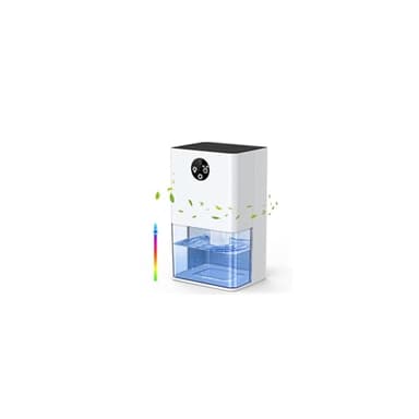 Deshumidificateur d‘air Anti Moisissure Silencieux Electrique Déshumidificateur Portable 1800ML avec Minuterie 4/8H, Dégivrage Automatique, 7 Couleurs Lumières pour Chambre/Salle de Bain/Maison/Bureau