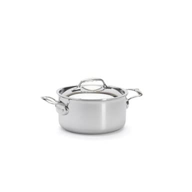 De Buyer - Faitout en inox 5 couches AFFINITY avec couvercle en inox - 20 cm - Fabriqué en France, Sans PFAS, Montée Rapide en Température, Inox 18/10, Tous Feux + Four, Finition Poli Brillant