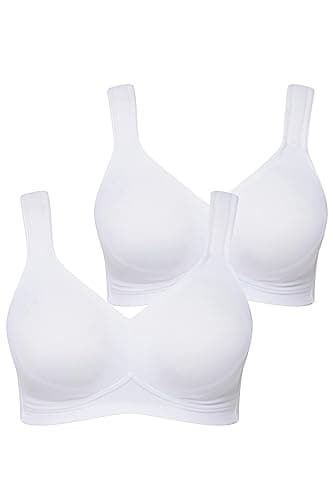 Ulla Popken Lot de 3 Soutiens-Gorge sans Armatures en Microfibre Extensible, Blanc Neige, 135C Femme