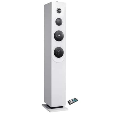 Tour de Son HP33-CD-WHITE avec Lecteur CD, Bluetooth, FM et USB, 100W + télécommande