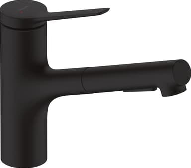 hansgrohe Zesis M33 Mitigeur de cuisine 150 avec douchette extractible 2 jets, sBox, noir mat, 74803670