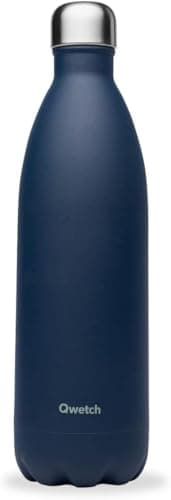 Qwetch - Bouteille Isotherme Originals Bleu Nuit 1L - 24h Froid et 12h Chaud - Etanche & Réutilisable - Gourde inox isotherme pour Sport, Voyage, Bureau, Randonnée