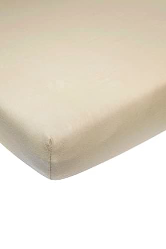 Drap de lit Meyco Baby Uni (Drap de Jersey de qualité Douce, 100% Coton, Ajustement Parfait grâce à Un élastique Tout Autour, Respirant, Taille : 50 x 90 cm), Sable