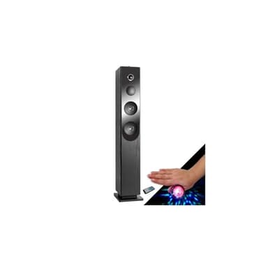 INOVALLEY Tour de Son Blacktower Lecteur CD, Colonne Bluetooth, FM et USB, 100W, télécommande, Jeux de lumières Bagues LED en Cadeaux
