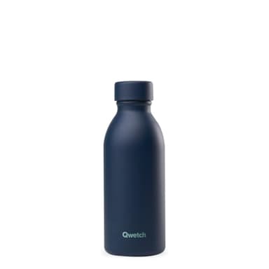 Qwetch - Bouteille Isotherme 500ml Bleu Nuit - ICON - Gourde Design Compacte et Élégante Inox Recyclé - 24h Froid et 12h Chaud - Etanche