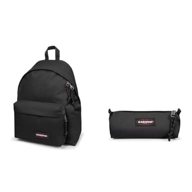 EASTPAK Padded Pak'r Sac à Dos, 40 cm, 24 L, Noir (Black) & Benchmark Single Trousse, 21 cm, Noir (Black)