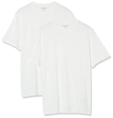 Amazon Essentials T-shirt en Coton à Col Rond à Manches Courtes, Coupe Classique Homme, Lot de 2, Blanc, 3XL Grande taille