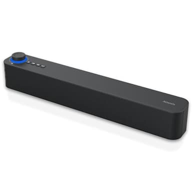 ATLANTIS Soundbar PC 20 W, Boîtier PC, Jack 3,5 mm + Bluetooth 5.3 pour Smartphone, FireTV, Tourne-disque, Batt. 2400 mhA, Radio FM, Haut-parleur PC, portable, TV, Smartphone Dim 420 x 60 x 74 mm Noir