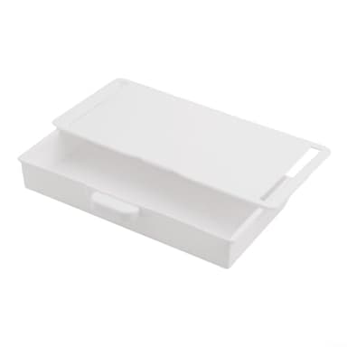 Boîte de rangement en ABS pour tiroir de bureau avec poignée lisse et grande capacité pour papeterie de bureau, téléphones portables, ciseaux et autres fournitures, design anti-poussière (blanc)
