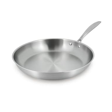 MENASTYL - Poêle inox 18/10 Triply 32cm tous feux dont induction fabriquée en France - sans PFAS ni substances nocives - Compatible lave-vaisselle - Poignée rivetée - 6020488