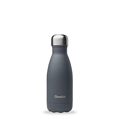 Qwetch - Bouteille Isotherme Originals Gris 260ml - 24h Froid et 12h Chaud - Etanche, Sans BPA & Réutilisable - Gourde inox isotherme pour Sport, Voyage, Bureau, Randonnée