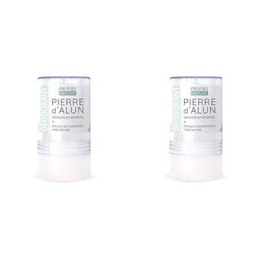 Déodorant Minéral Pierre d'Alun Bio - 115 g - 100% naturel - Sans Alcool - Sans Parfum - Sans Colorant - Sans Hlorydrate d'Aluminium ni Conservateur (Lot de 2)