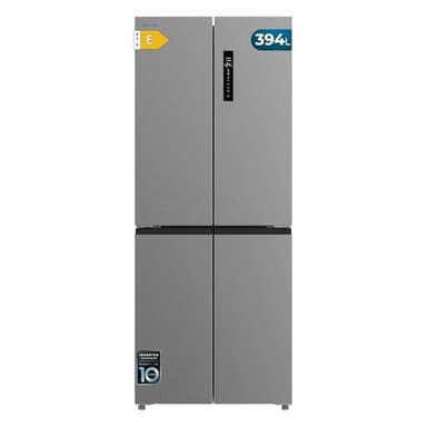 Cecotec Réfrigérateur 4 Portes Total No Frost Bolero CoolMarket 4D 394 Inox E,394 Litres, Hauteur 170 cm et 70 cm Largeur, Tiroir Température Variable, Compresseur Inverter, ATT Antibactérien