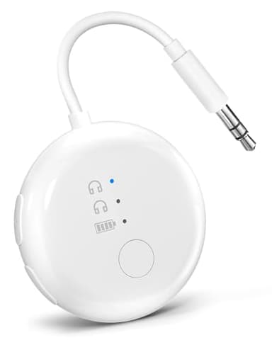 Avantree SoundJet R1 – Adaptateur Avion Bluetooth pour Écouteurs & AirPods pour Voyages, aptX Adaptive, Batterie de 20h, Transmetteur Audio sans Fil avec Puce Qualcomm - Blanc