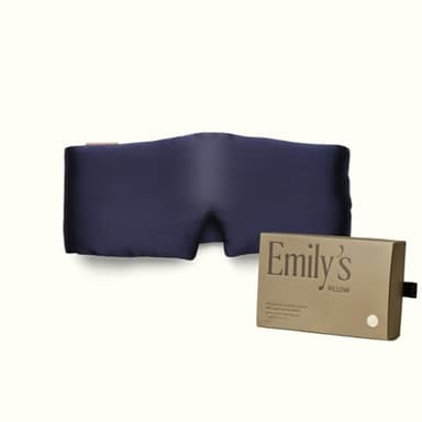 Emily's Pillow - Masque de Nuit Bandeau en Pure Soie de Mûrier Biologique - Fabriqué à la main - 19 Momme - Qualité Supérieure Grade 6A - Bleu Nuit - 100% Ajustable - 70 cm