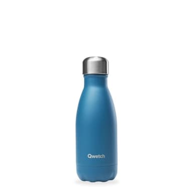 Qwetch - Bouteille Isotherme Originals Bleu Azur 260ml - 24h Froid et 12h Chaud - Etanche, Sans BPA & Réutilisable - Gourde inox isotherme pour Sport, Voyage, Bureau, Randonnée