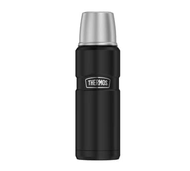 Thermos Bouteille Isotherme en Acier Inoxydable, Acier Inoxydable, Noir, 7,5 x 7,5 x 24,4 cm