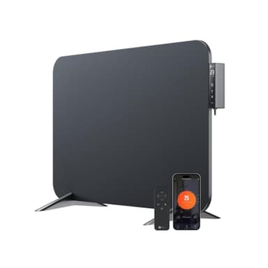 BR Bringer Chauffage infrarouge 450 watts avec thermostat intelligent et télécommande, WIFI et App - comme chauffage mural ou appareil mobile sur pied, économe en énergie, jusqu'à 10m² (noir)