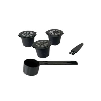 Fackelmann 42235 Set de Capsules Réutilisables Nespresso, Dosette et Accessoires pour Machines à Café, Plastique Noir, 3,7 x 2,7 cm