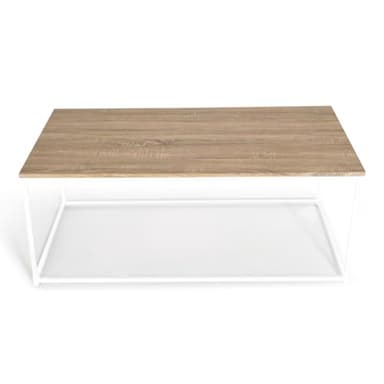 IDMarket - Table Basse rectangulaire Detroit 113 cm Design Industriel Bois et métal Blanc