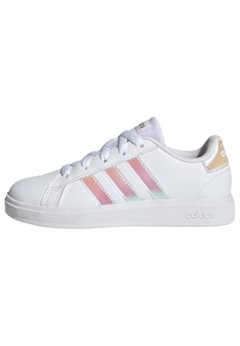 adidas Mixte enfant Grand Court Lifestyle Lace Tennis Shoes, Cloud White / Iridescent / Cloud White, 38 2/3 EU