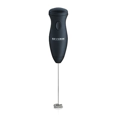 SEVERIN Mousseur à lait avec fouet inox, Emulsionneur de lait compact, Mousseur de lait électrique fonctionnant avec deux piles AA fournies, noir/inox, SM 3590