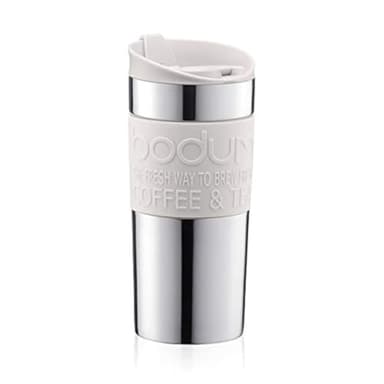 Bodum - 11068-913 - Travel Mug - Mug de Voyage Isotherme - Double Paroi INOX - 0.35 L - Blanc