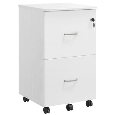 VASAGLE Caisson Mobile, Classeur, 2 Tiroirs, Support d’Imprimante, Meuble de Bureau, Verrouillable, pour Documents au Format A4, Dossier Suspendu, Nécessite Montage, Blanc LCD027W46